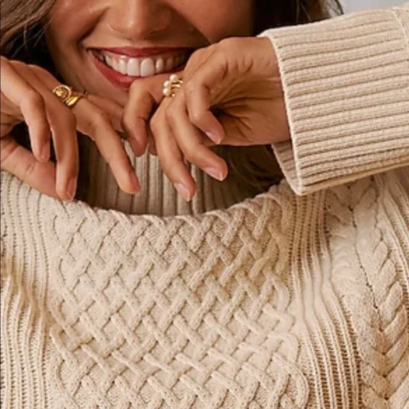 J Crew Long Cotton Cable Knit Mockneck Sweater Style BD709 - Picture 2 of 16